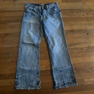 Vintage 1990’s industrial exchange men’s denim distressed jeans, size 32x32